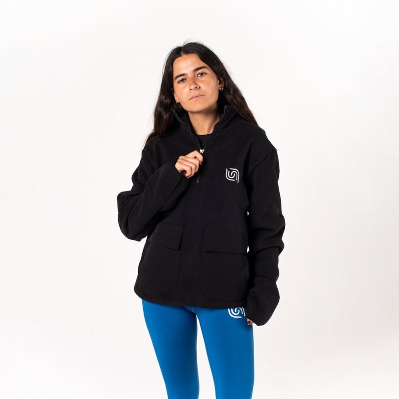 Beyond sportswear unisex Black 1/4 zip fleece top - Image 3